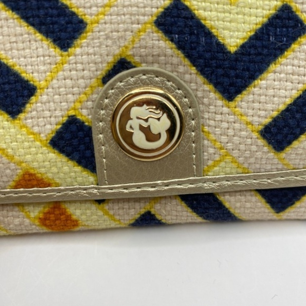 Spartina Retro Geometric Bifold Wallet Wristlet Natural Linen Leather Trim. - Picture 4 of 8